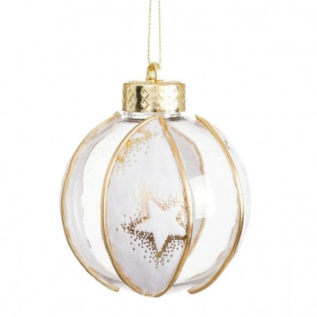 Boules de Noël Blanc Transparent Doré Plastique Tissu Etoiles 6 x 6 x 6 cm (6 Unités)