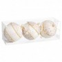 Boules de Noël Blanc Doré Polyfoam Tissu Lien 10 x 10 x 10 cm (3 Unité