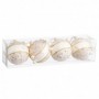 Boules de Noël Blanc Doré Polyfoam Tissu Lien 8 x 8 x 8 cm (4 Unités)