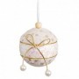 Boules de Noël Blanc Doré Polyfoam Tissu Lien 6 x 6 x 6 cm (6 Unités)