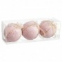 Boules de Noël Rose Polyfoam Tissu 10 x 10 x 10 cm (3 Unités)