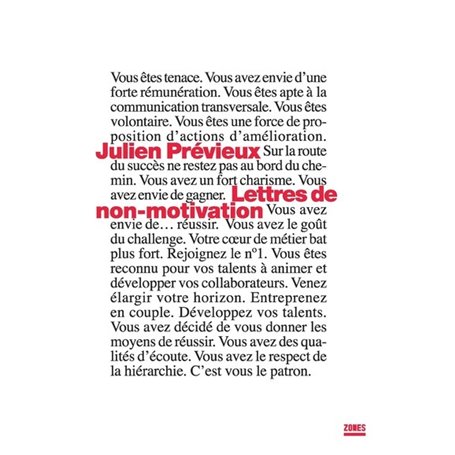 Lettres de non motivation