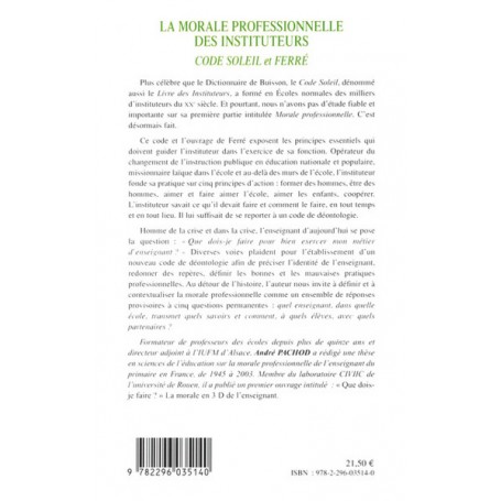 La morale professionnelle des instituteurs