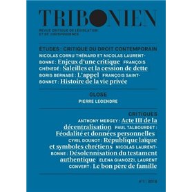 Tribonien. Revue critique de législation et de jurisprudence - 1-2018