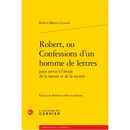 Robert, ou Confessions d'un homme de lettres