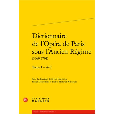 Dictionnaire de l'Opéra de Paris sous l'Ancien Régime
