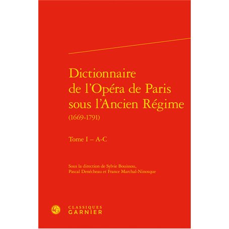 Dictionnaire de l'Opéra de Paris sous l'Ancien Régime