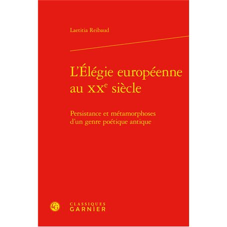 L'Élégie européenne au XXe siècle