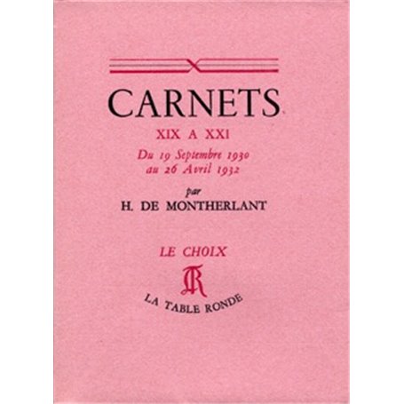 Carnets XIX à XXI