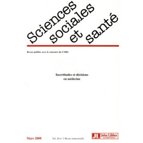 Revue Sciences Sociales et Santé  Vol. 26 n°1 Mars 2008