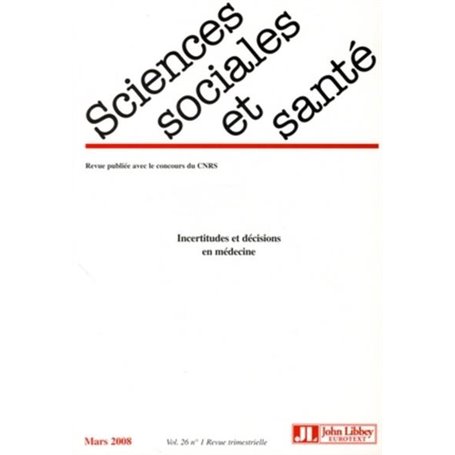 Revue Sciences Sociales et Santé  Vol. 26 n°1 Mars 2008