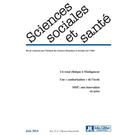 Revue sciences sociales et santé - Vol 32 - N°2 juin 2014