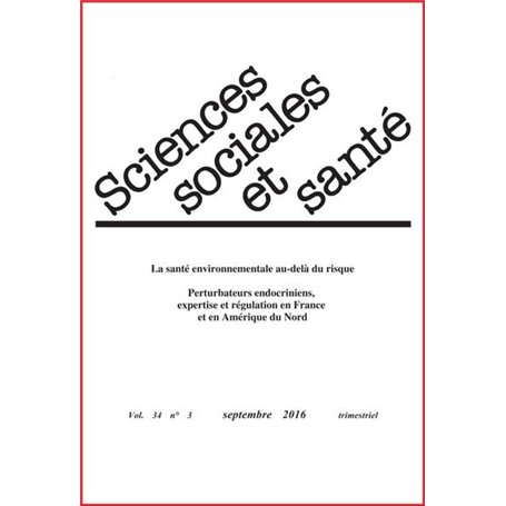 Revue sciences sociales et santé - Volume 34 n°3 - Septembre 2016