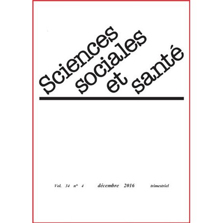 Revue sciences sociales et santé - Volume 34 n°4 - Décembre 2016