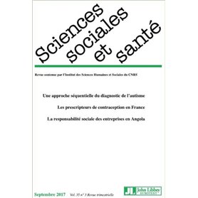 Revue Sciences Sociales et Santé - Volume 35 n°3 - Septembre 2017