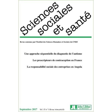 Revue Sciences Sociales et Santé - Volume 35 n°3 - Septembre 2017