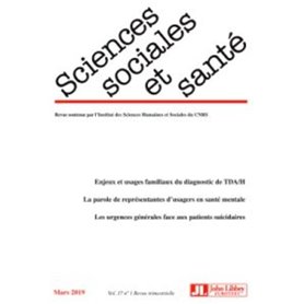 Sciences Sociales et Santé - Vol. 37 - N°1/Mars 2019