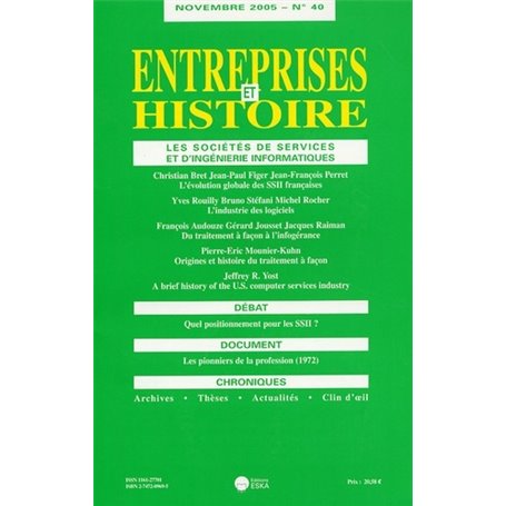 ENTREPRISES ET HISTOIRE 40 SOCIETES DE S