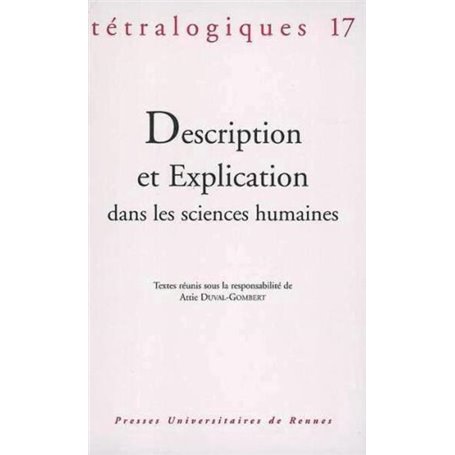 DESCRIPTION ET EXPLICATION DANS LES SCIENCES HUMAINES