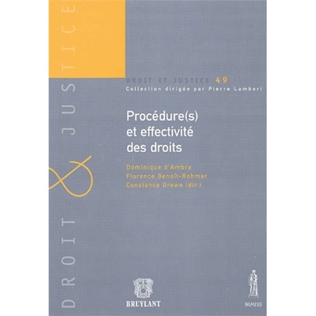 PROCÉDURE ET EFFECTIVITÉ DES DROITS