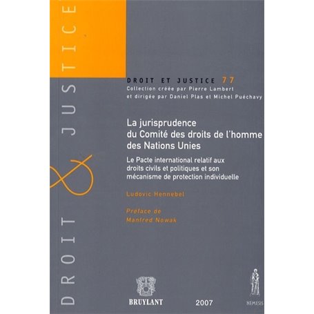 LA JURISPRUDENCE DU COMITÉ DES DROITS DE L'HOMME DES NATIONS UNIES