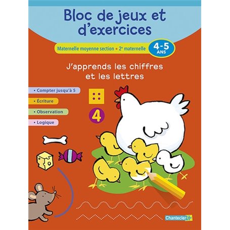 BLOC DE JEUX ET D'EXERCICES - J'APPRENDS LES CHIFFRES (4-5)