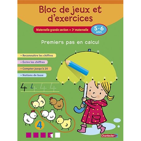 BLOC DE JEUX ET D'EXERCICES - PREMIERS PAS EN CALCUL (5-6 A)