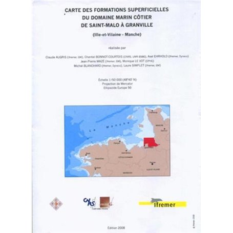 Carte des formations superficielles du domaine marin côtier de Saint-Malo à Granville