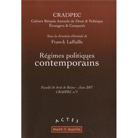 Régimes poliques contemporains - CRADPEC n° 1