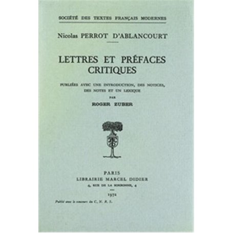 Lettres et préfaces critiques