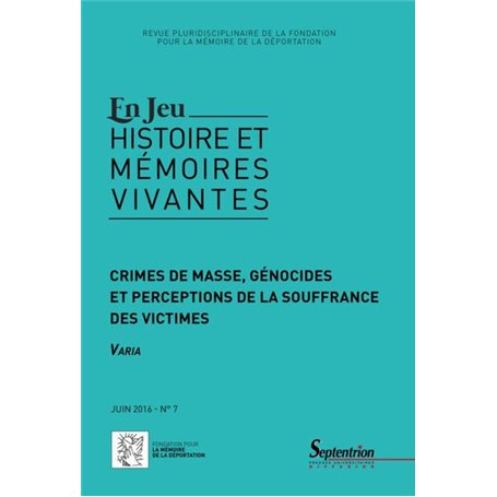 Histoire et mémoires vivantes- revue En jeu juin 2016 n°7