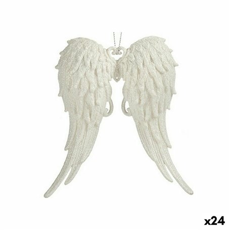 Décorations de Noël Ailes d'ange Blanc Plastique Paillettes 13 x 14,5 