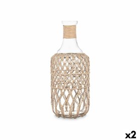 Bouteille Décorative Transparent Naturel verre Corde 19 x 48 cm (2 Uni