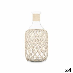 Bouteille Décorative Blanc Transparent verre Corde 18 x 38 cm (4 Unité