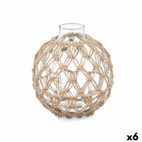 Boule Décorative Transparent Naturel verre Corde 18 x 20 cm (6 Unités)