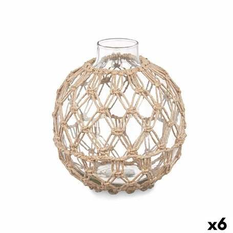 Boule Décorative Transparent Naturel verre Corde 18 x 20 cm (6 Unités)