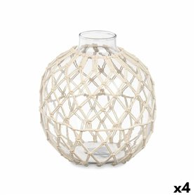 Boule Décorative Blanc Transparent verre Corde 21 x 23 cm (4 Unités)