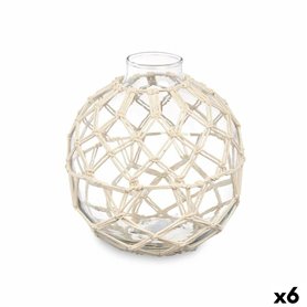 Boule Décorative Blanc Transparent verre Corde 18 x 20 cm (6 Unités)