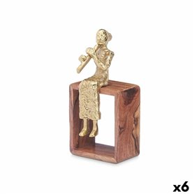 Figurine Décorative Flûte à Bec Marron Bois Métal 13 x 27 x 13 cm