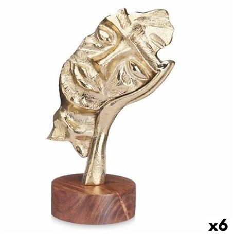 Figurine Décorative Visage Doré Bois Métal 16,5 x 26,5 x 11 cm