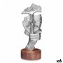 Figurine Décorative Visage Argenté Bois Métal 12 x 29 x 11 cm