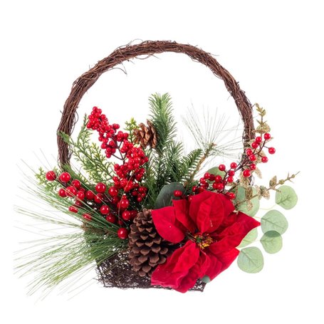 Décorations de Noël Rouge Multicouleur Rotin Plastique Ananas Panier 4