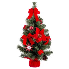 Décorations de Noël Rouge Vert Plastique Tissu Sapin de Noël 60 cm