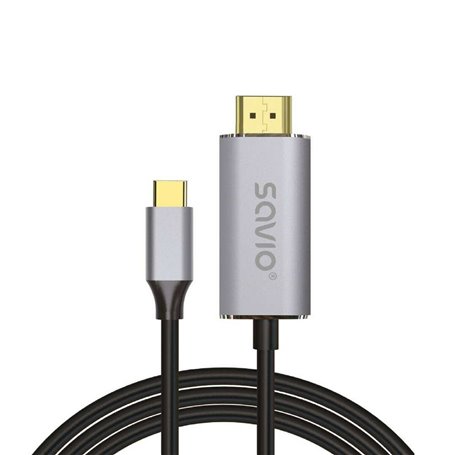 Adaptateur USB C vers HDMI Savio CL-171 Argenté 2 m