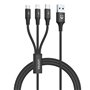 Câble USB vers Micro USB, USB-C et Lightning Unitek C14049BK Noir 1,2 