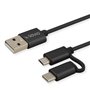 Câble USB vers Micro USB et USB C Savio CL-128 Noir 1 m