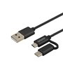 Câble USB vers Micro USB et USB C Savio CL-128 Noir 1 m