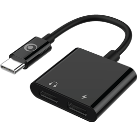 Adaptateur Audio USB C + Charge USB C vers USB C 60W 12cm Noir Bigben