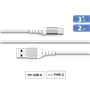 Câble Renforcé USB A/USB C 2m 3A Blanc - Garanti à vie - 100% Plastiqu