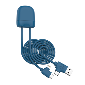 Câble 4 en 1 Ice-C Ecoresponsable USB A+C / USB C + Lightning 1m Bleu 